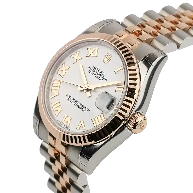 Side view - Rolex DateJust 36mm Steel/Rose Gold Roman Jubilee