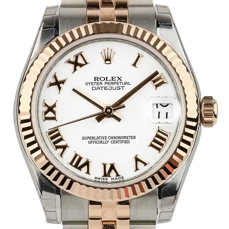Close up - Rolex DateJust 36mm Steel/Rose Gold Roman Jubilee