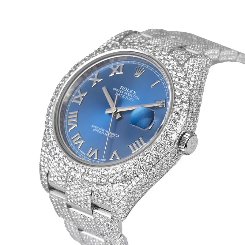 Side view of Rolex Datejust 41 with Blue Roman Dial 116300