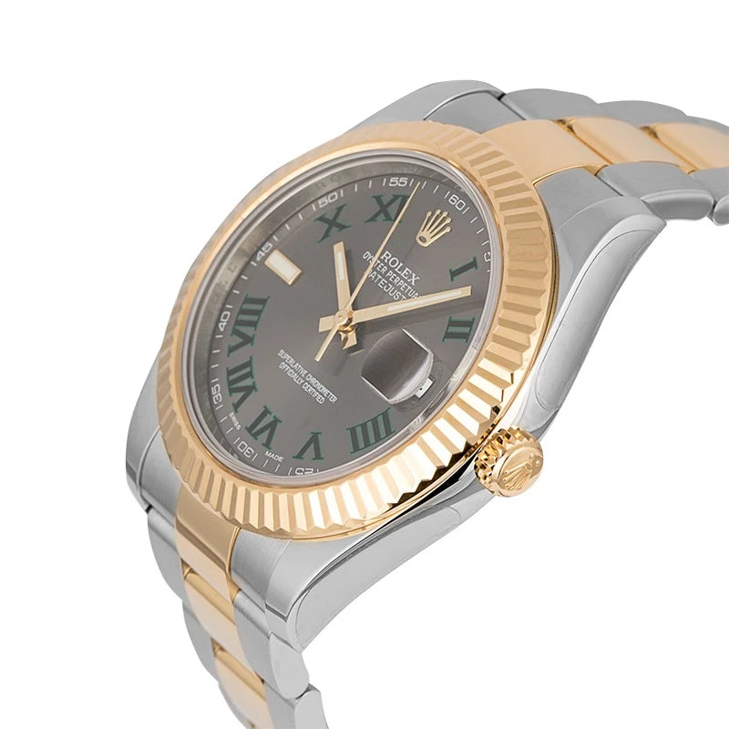 Side view of Rolex Datejust 41 Oystersteel and Yellow Gold Slate Dial 126333