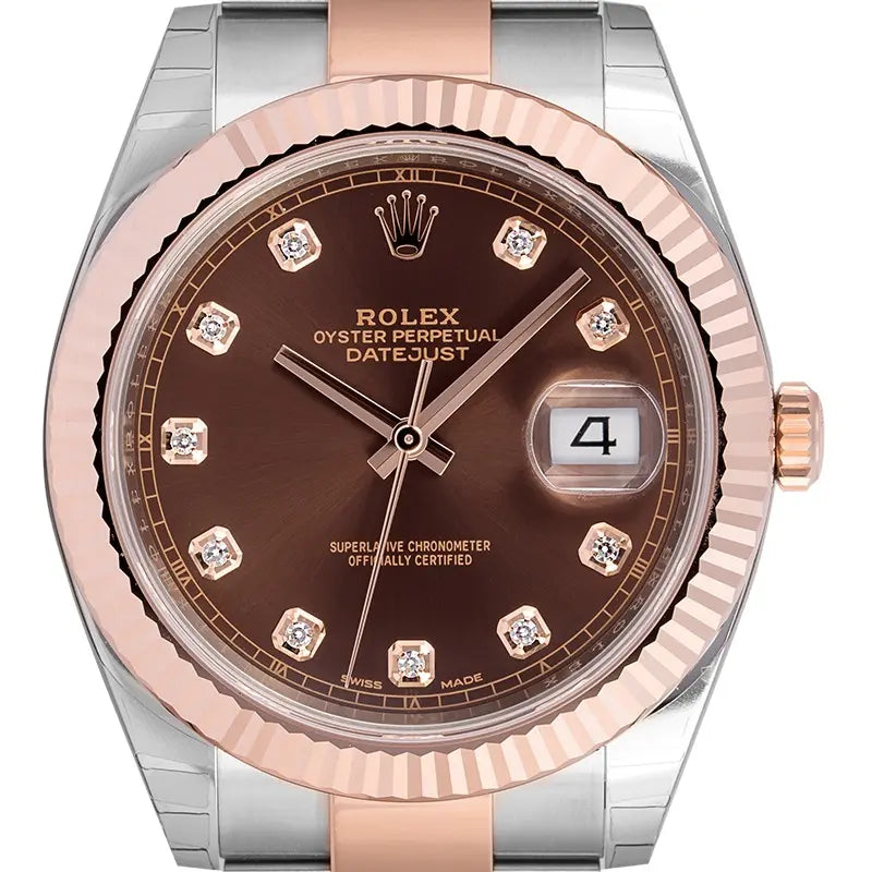 Rolex Datejust 41 Steel and 18ct Everose Gold Chocolate Diamond Dial Oyster 126331