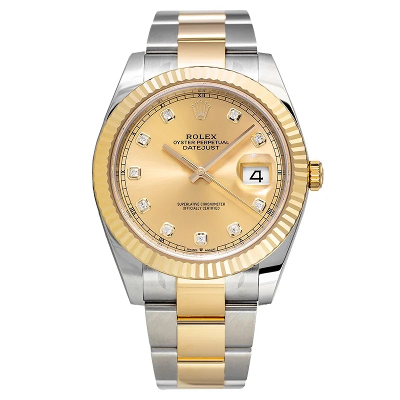Full view of Rolex Datejust 41 Champagne Diamond Oyster 126333