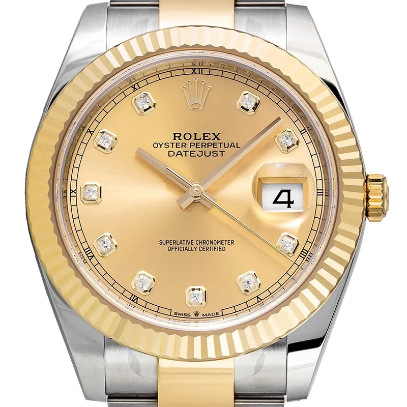 Rolex Datejust 41 Steel and Yellow Gold Champagne Diamond Oyster 126333