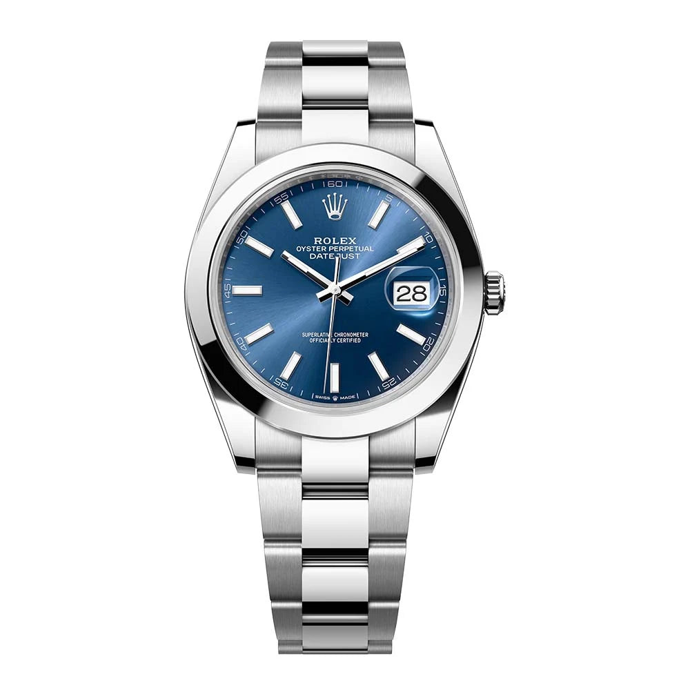 Full view of Rolex Datejust 41 Steel Oyster Blue Dial 126300 Watch