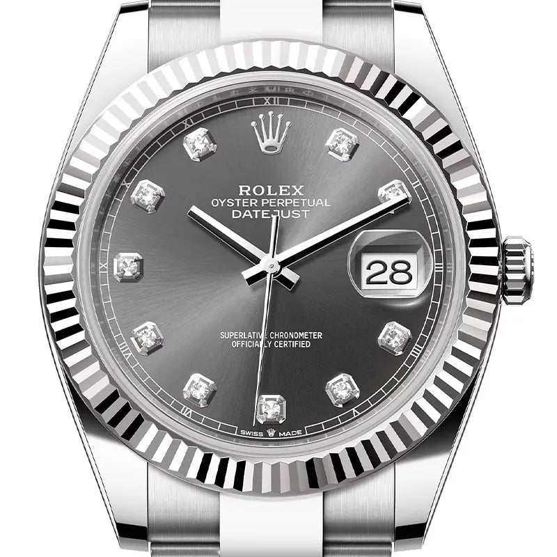Rolex Datejust 41 Steel Oyster Rhodium Diamond 126334