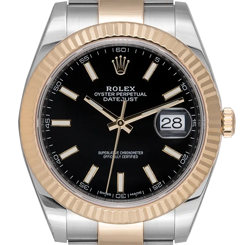 Rolex DateJust 41 Steel & Yellow Gold Index Black Dial Oyster 126333