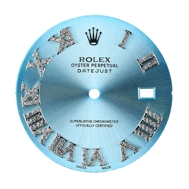 Rolex DateJust 41mm Blue with Diamond Roman Numerals Custom Dial