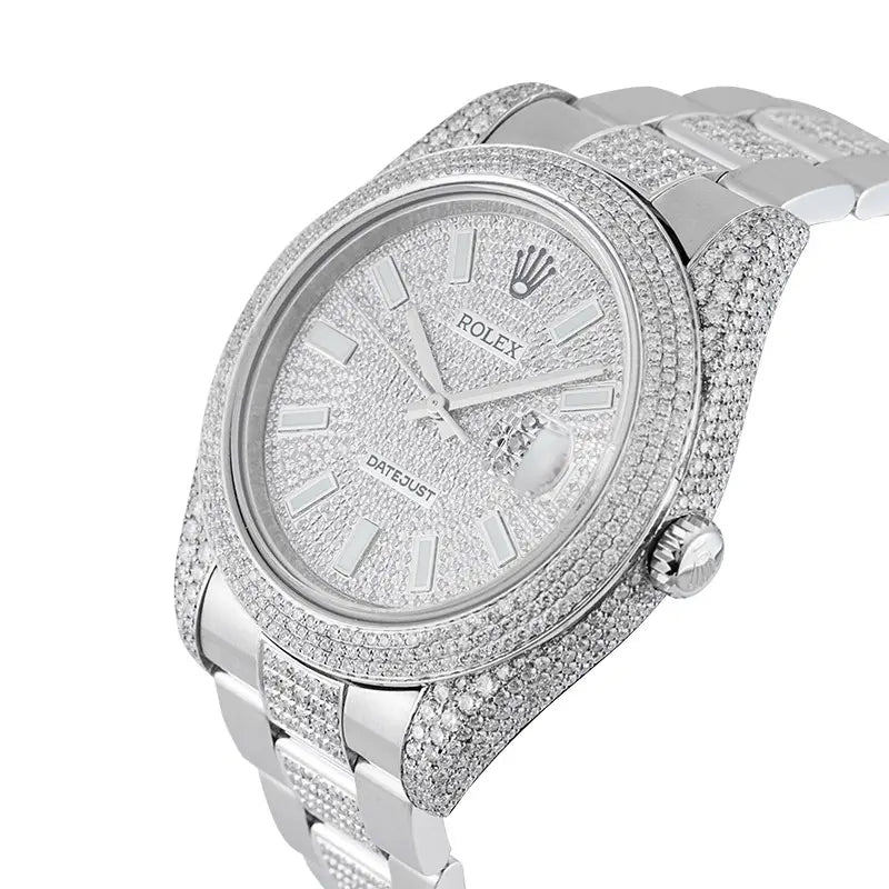 Side view of Rolex Datejust 41mm with Diamond Pave Dial 116334