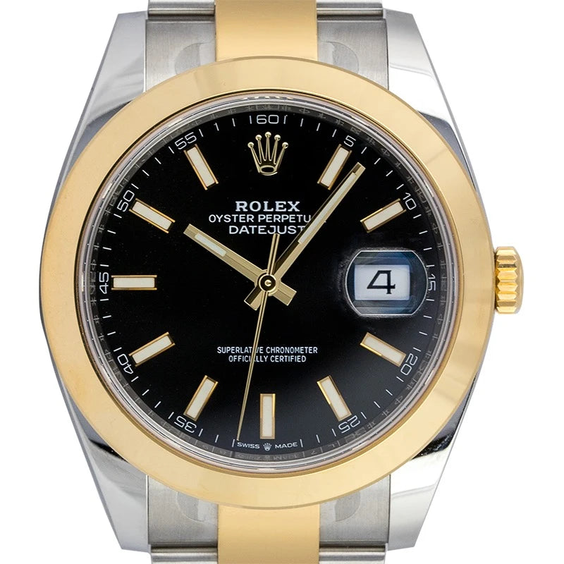 Close up - Rolex Datejust 41mm Steel and Yellow Gold Black Dial 126303