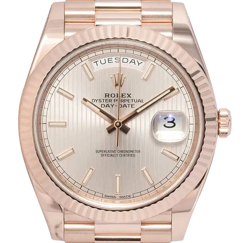 Rolex Day-Date 40 18ct Everose Gold Sundust Stripe Motif President