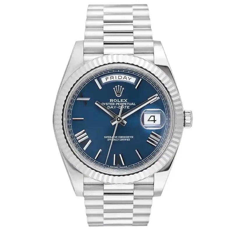 Full view - Rolex Day-Date 40 18ct White Gold Blue Dial 228239