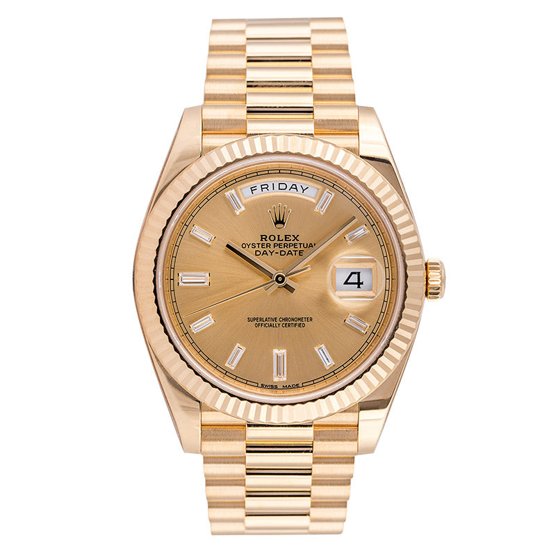 Rolex Day-Date 40 18ct Yellow Gold Champagne/Diamonds 228238