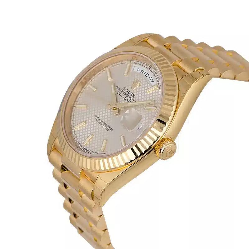 Side view - Rolex Day-Date 40 18ct Yellow Gold Diagonal Motif 228238