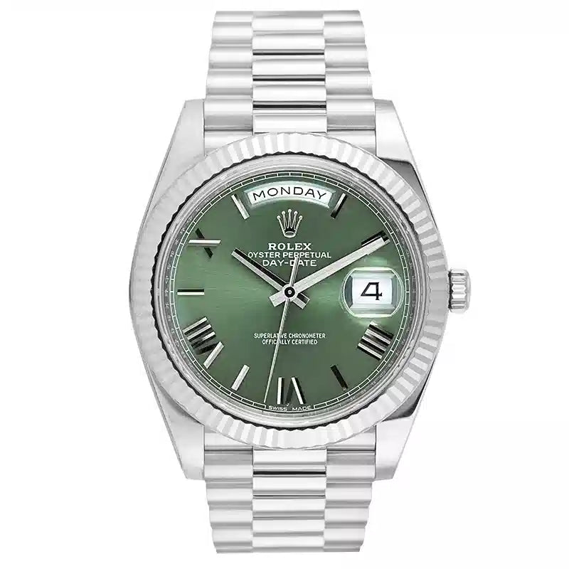 Full view - Rolex Day-Date 40 60th Anniversary 18ct White Gold Olive Green Dial