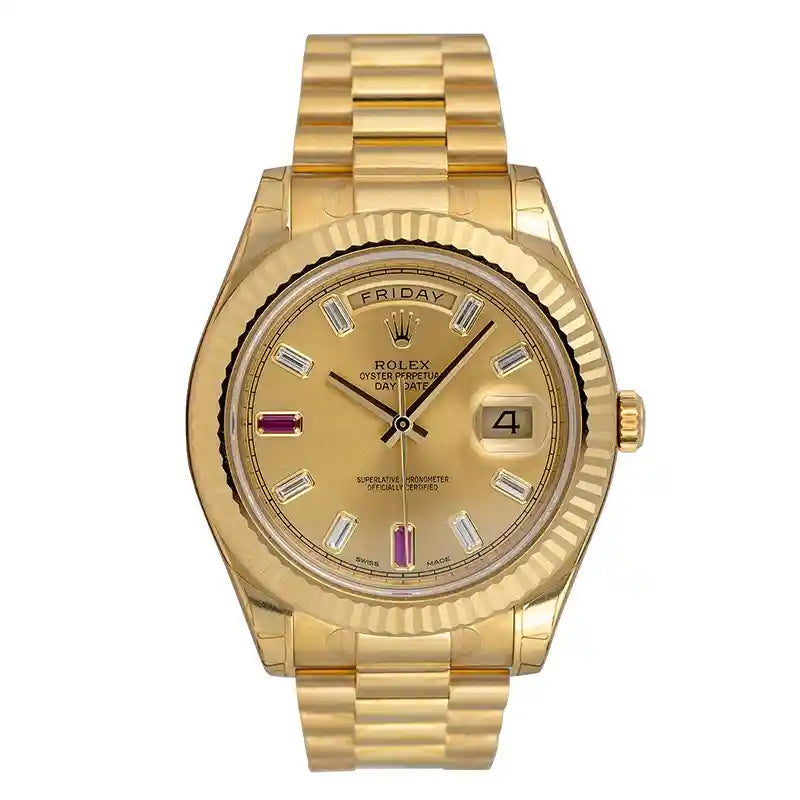 Full view - Rolex Day-Date 41 18ct Yellow Gold Champagne/Diamond Dial