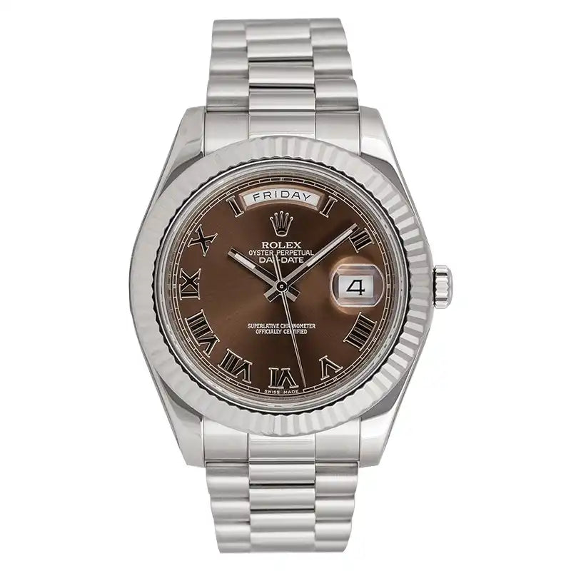 Full View - Rolex Day-Date 41mm 18ct White Gold Chocolate/Roman Dial