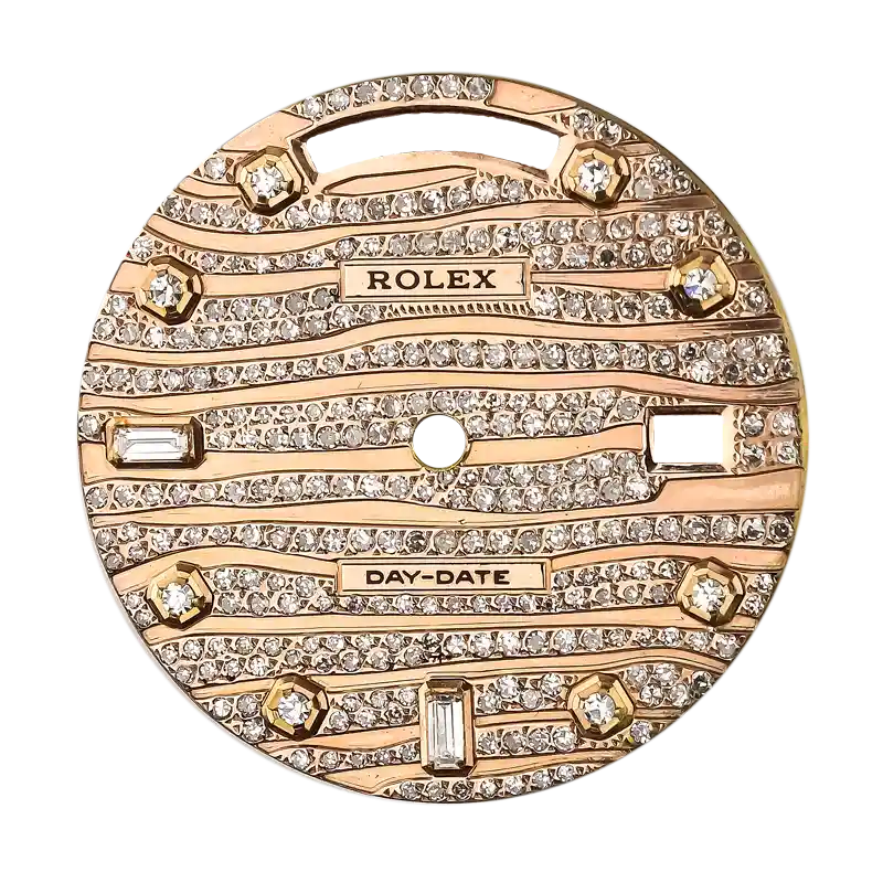 Rolex Day-Date 41mm Rose Gold Wave Design Diamond Set Custom Dial