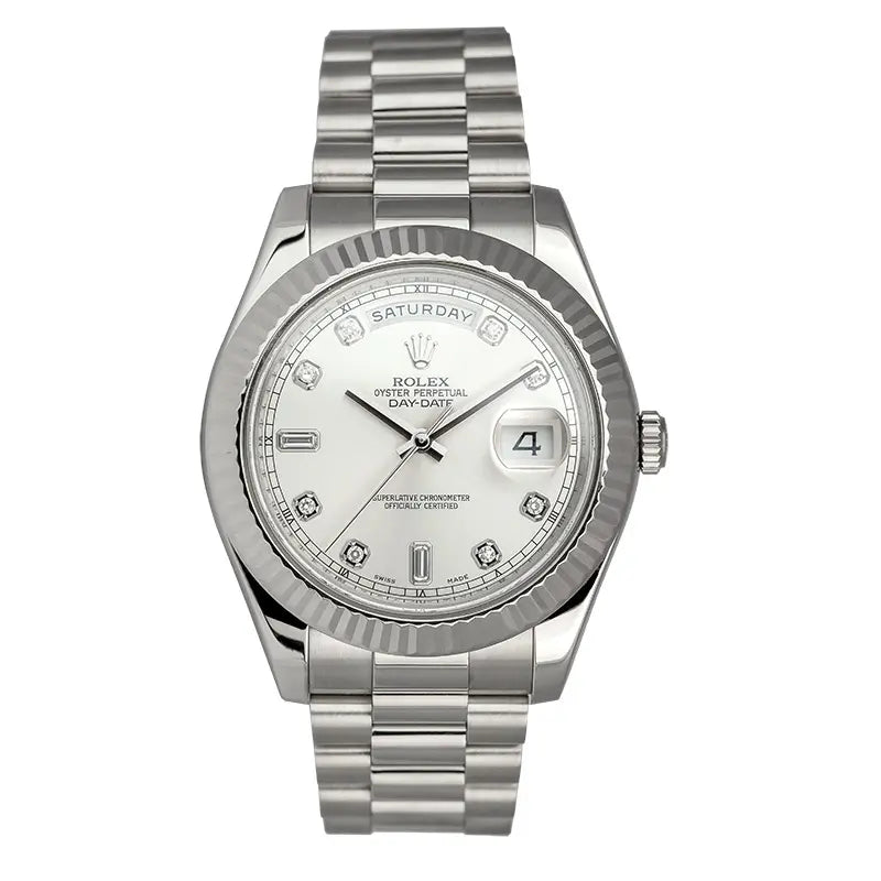 Full view - Rolex Day-Date II 18ct White Dial 218239