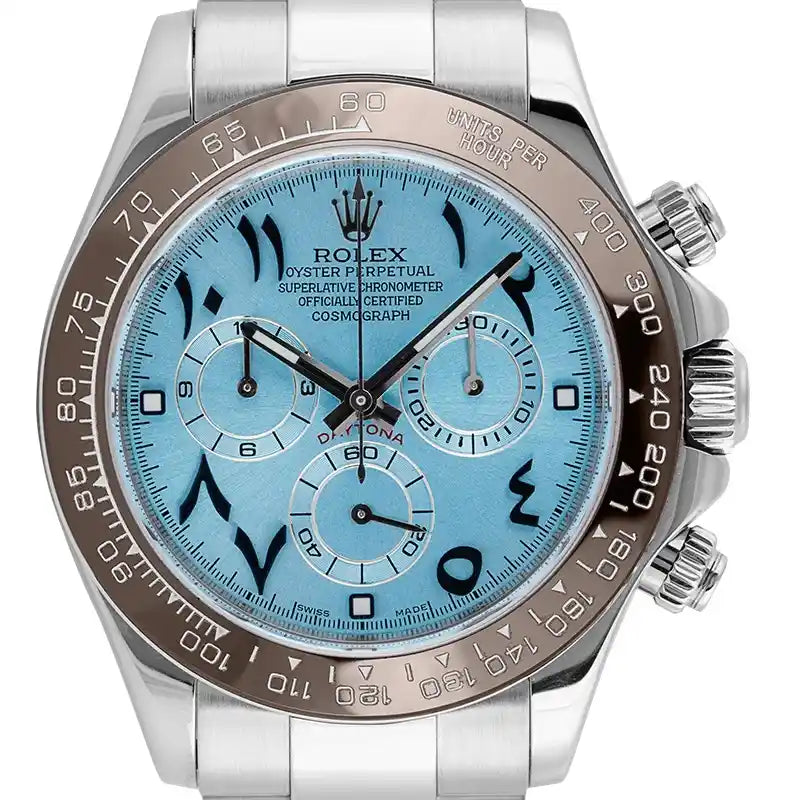 Close up - Rolex Daytona 116520 with Custom Arabic Dial and Custom Ceramic Bezel