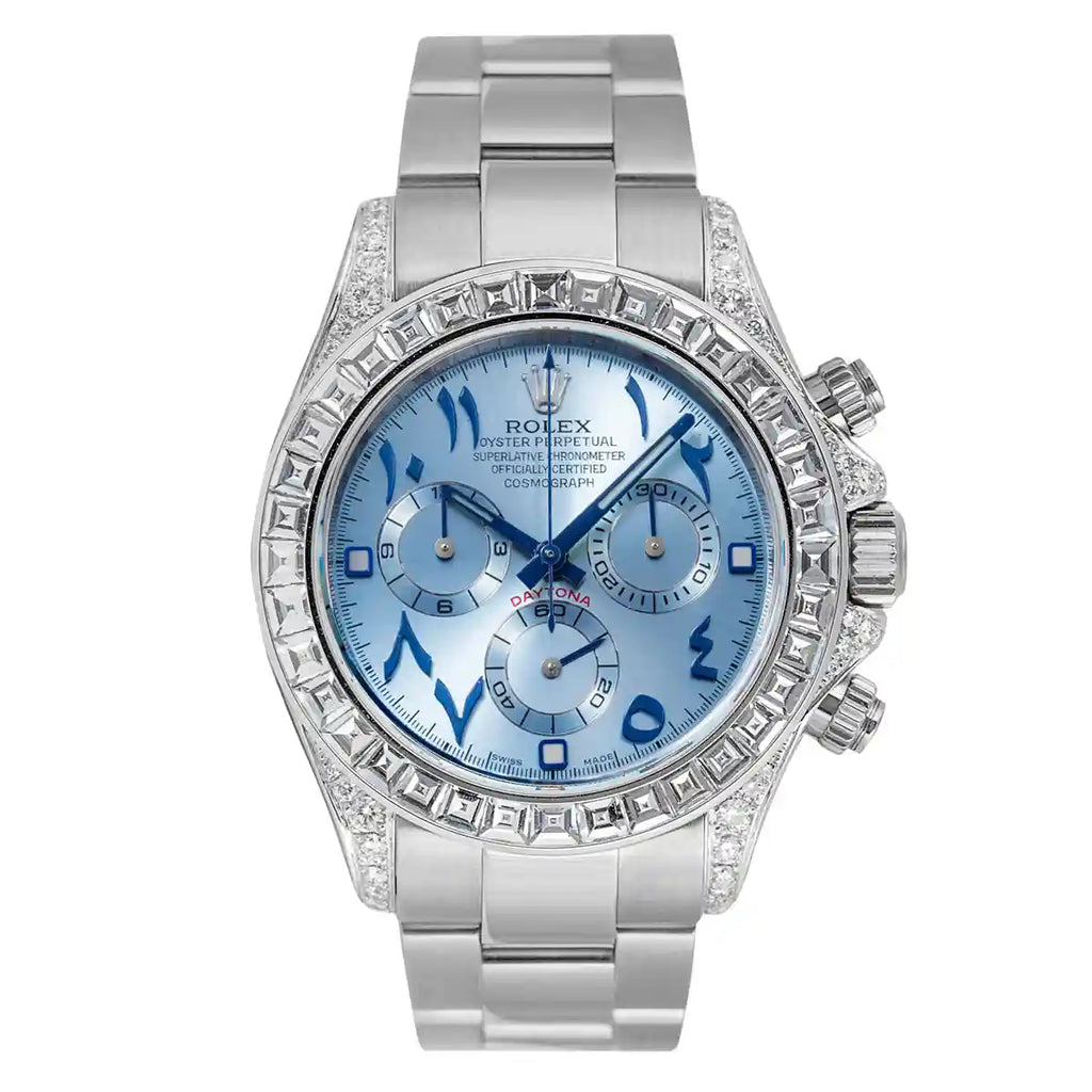 Rolex Daytona 116520 Custom Diamond Bezel with Arabic Dial