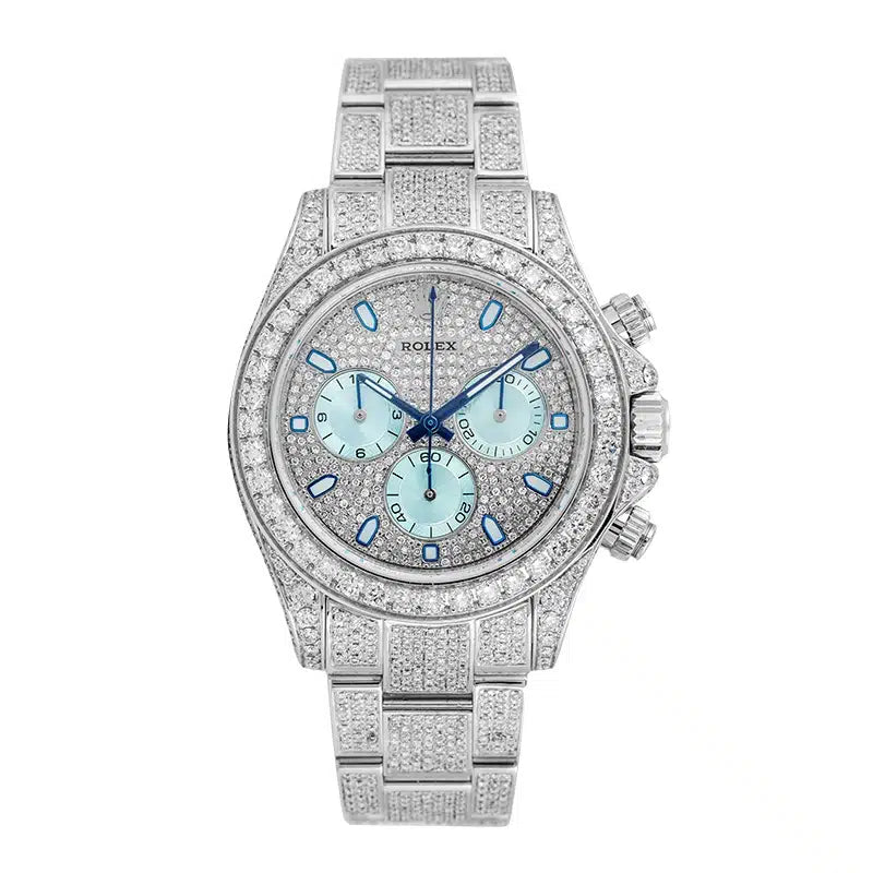 Full view - Rolex Daytona 18ct White Gold 116509 Custom Diamond Set