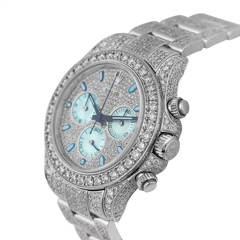 Side view - Rolex Daytona 18ct White Gold 116509 Custom Diamond Set