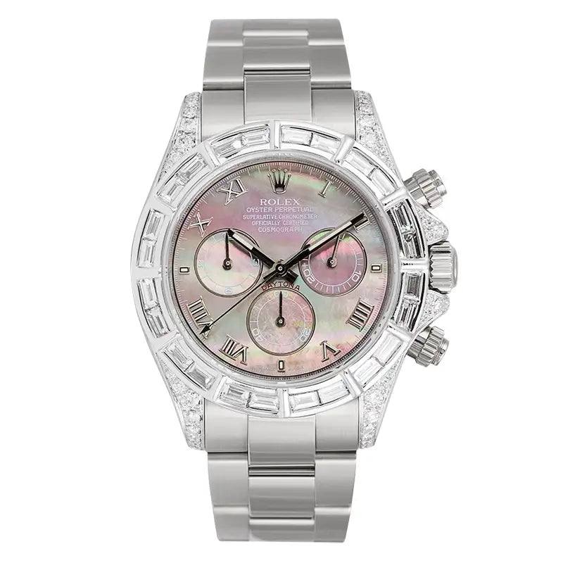 Full view - Rolex Daytona 18ct White Gold Diamond Set Tahiti Mother of Pearl Dial