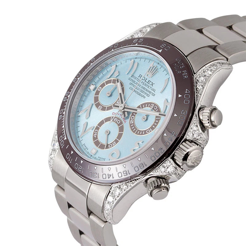 Side view - Rolex Daytona 18ct White Gold Diamond Set with Custom Dial & Bezel