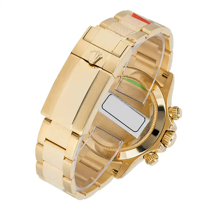 Back View - Rolex Daytona 18ct Yellow Gold Diamond Set with Custom White MOP Dial