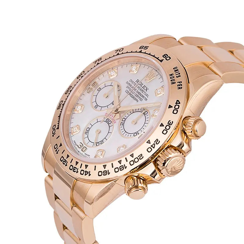Side view - Rolex Daytona 18ct Yellow Gold MOP/Diamonds Dial 116508