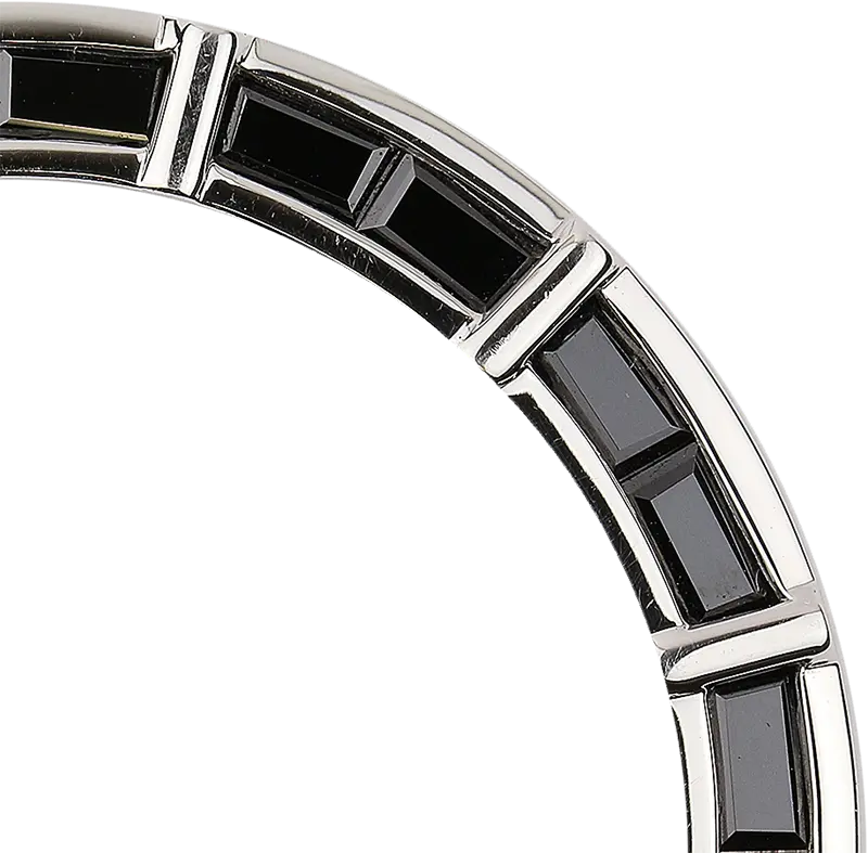 Close up - Rolex Daytona Black Baguette Cut Precious Stones Custom Bezel