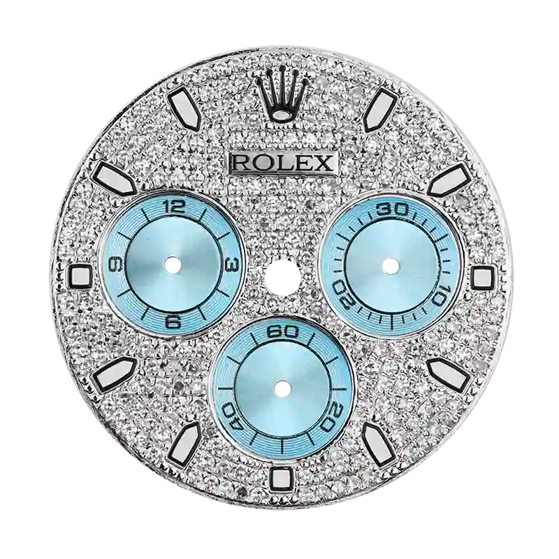 Rolex Daytona Diamond Pavé/Blue Subdials Custom Dial