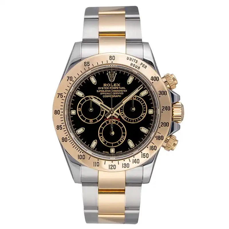 Full view - Rolex Daytona Steel & Yellow Gold Black Dial 116523 Watch