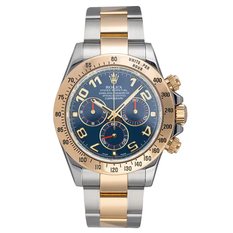 Full view - Rolex Daytona Steel and Yellow Gold Blue Dial 116523