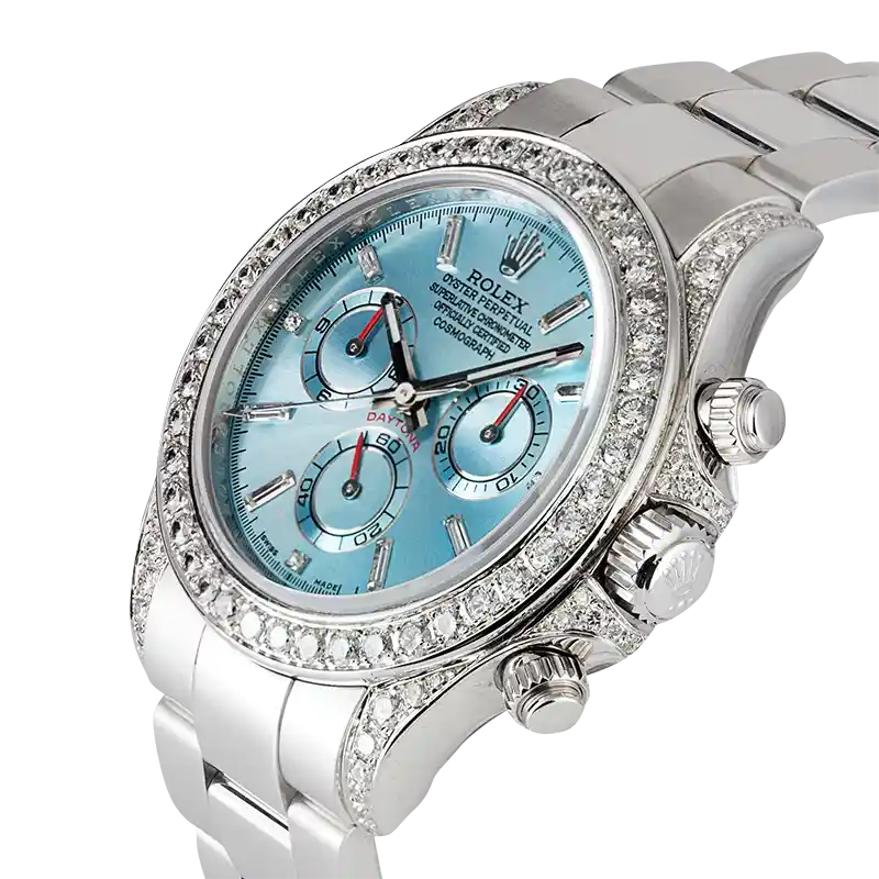Side view - Rolex Daytona White Gold Ice/Diamonds Diamond Set Custom Watch