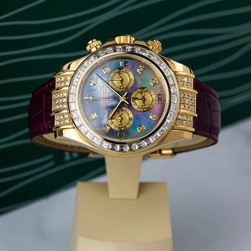 Custom MOP Dial Rolex Daytona Yellow Gold Diamond Set 116518