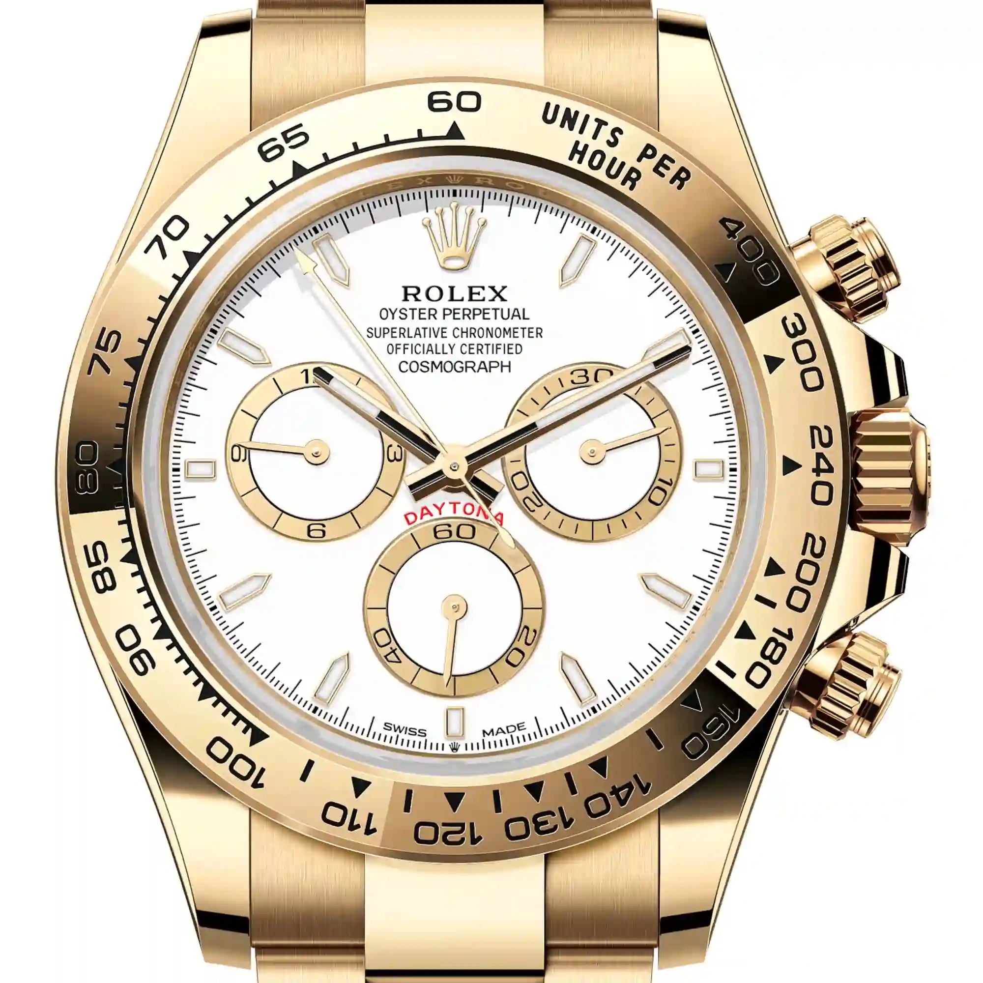 Close up - Rolex Daytona Yellow Gold White Dial 126508
