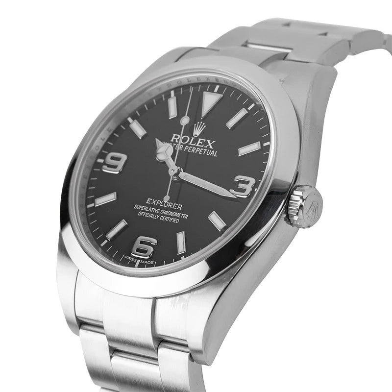 Side View - Rolex Explorer 39mm Steel Black Dial Oyster 214270