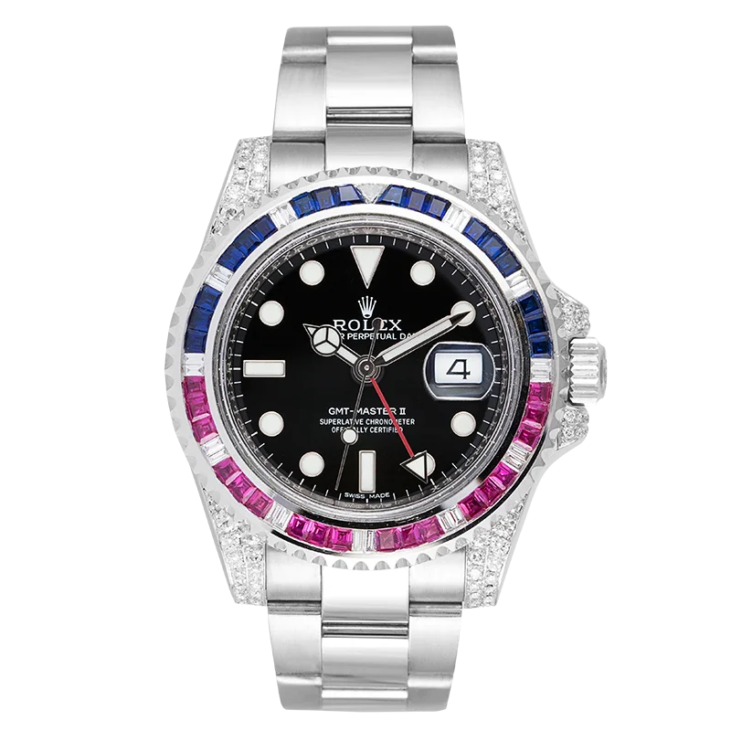 Full view - Rolex GMT-Master II 18ct White Gold with Custom Pepsi Bezel 116719BLRO