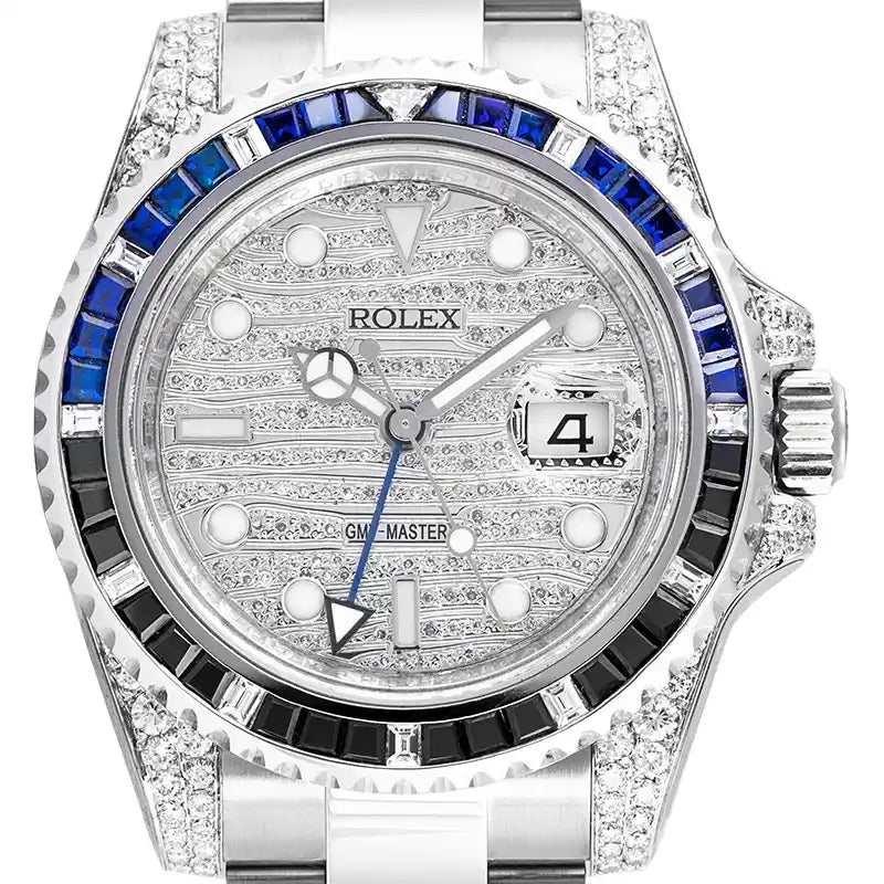 Close up - Rolex GMT-Master II Custom Diamond Set with Custom Bezel & Dial 116710LN
