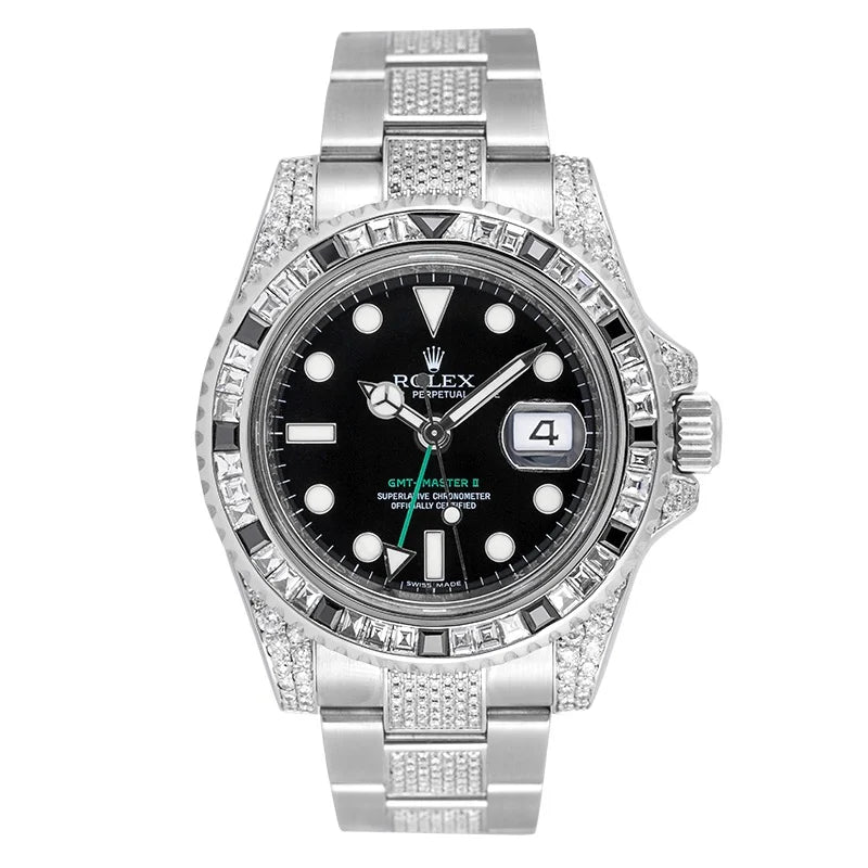 Full view - Rolex GMT-Master II Diamond Set with Custom Bezel 116710LN