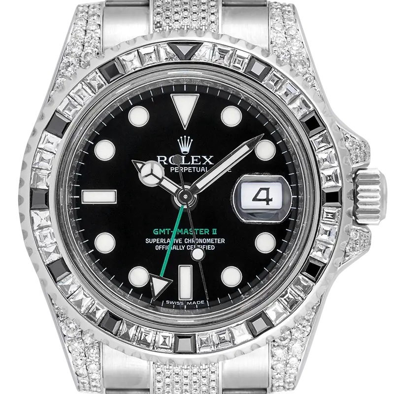 Close up - Rolex GMT-Master II Diamond Set with Custom Bezel 116710LN