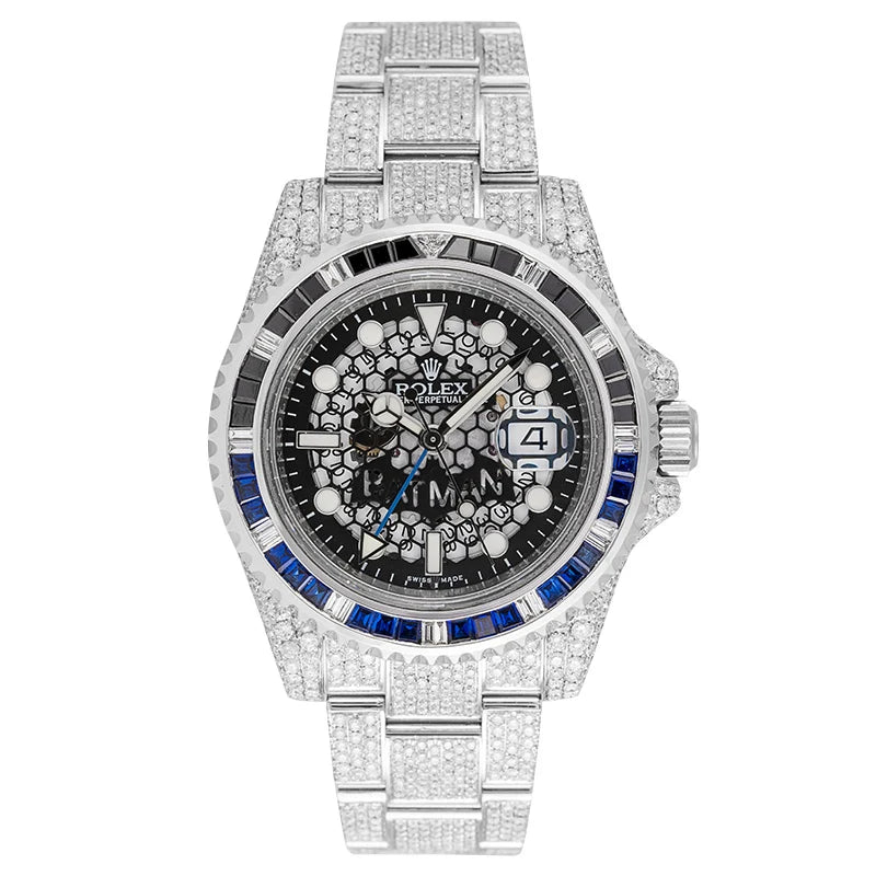 Full view - Rolex GMT-Master II Micro Diamond Set with Custom Openworked Dial 116710BLNR