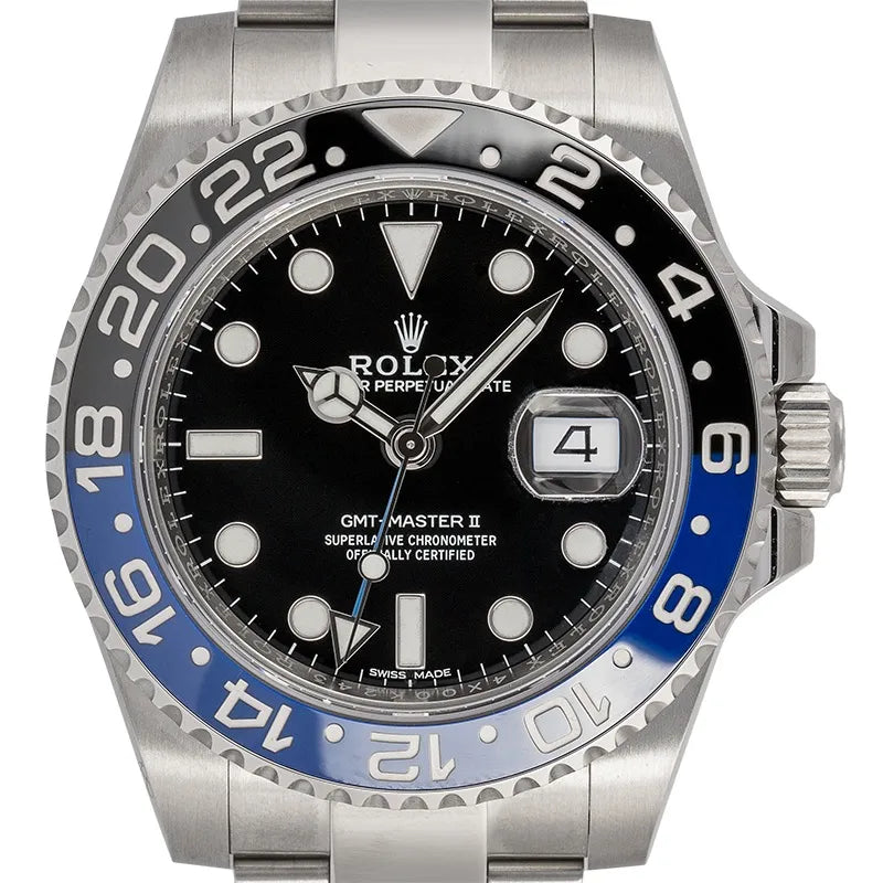 Close up - Rolex GMT-Master II Stainless Steel Black Dial Black/Blue Bezel (Batman) 116710BLNR