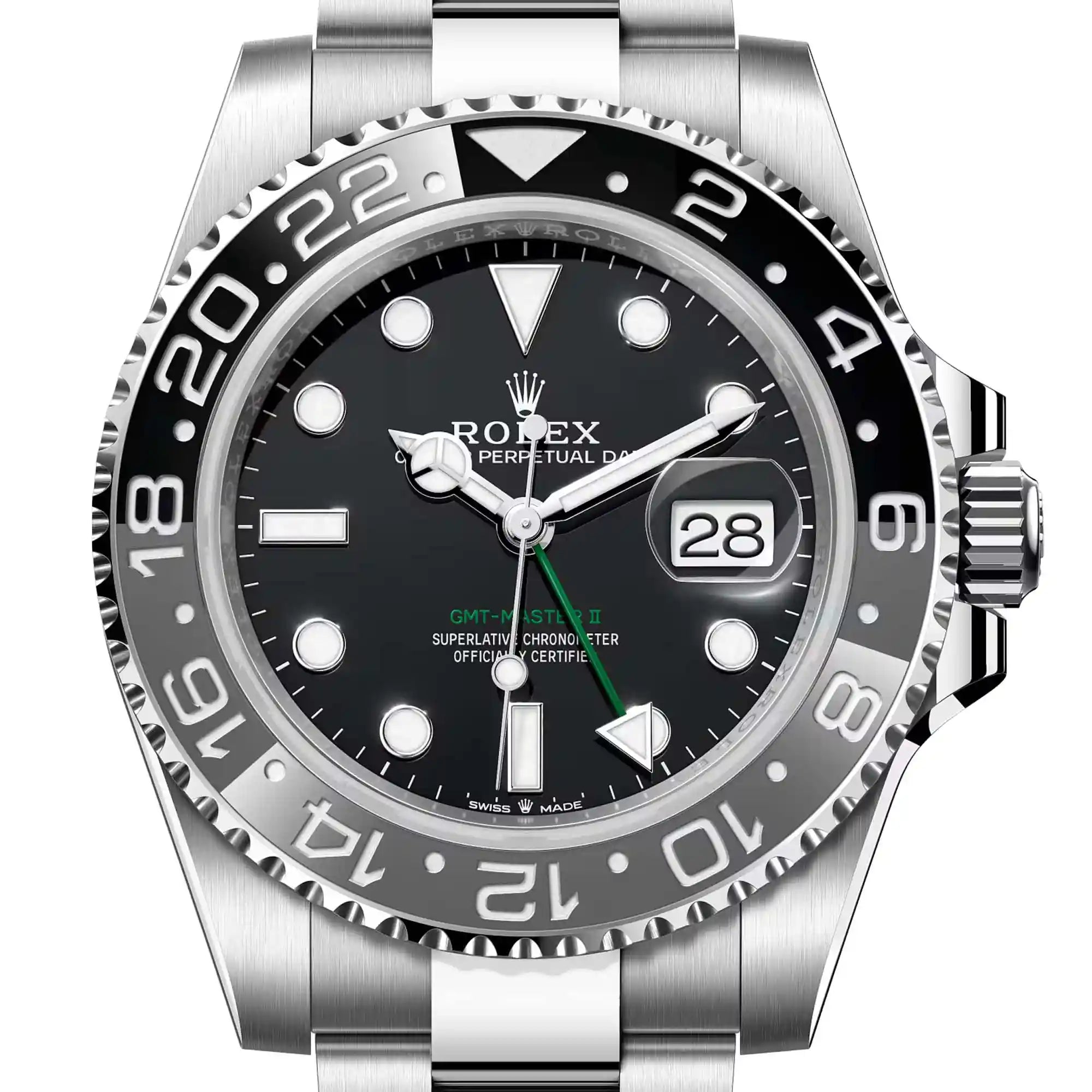 Close up - Rolex GMT-Master II Stainless Steel Black Dial Oyster 126710GRNR