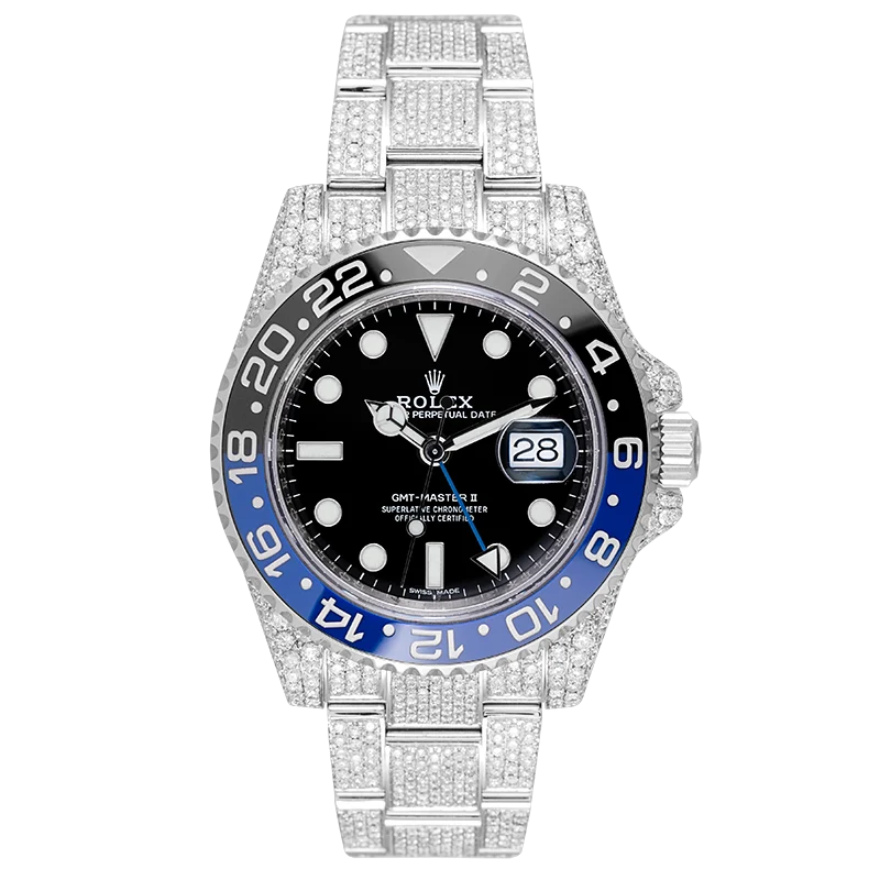 Full view - Rolex GMT-Master II Stainless Steel Full Diamond Set 116710BLNR