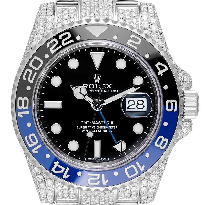 Close up - Rolex GMT-Master II Stainless Steel Full Diamond Set 116710BLNR