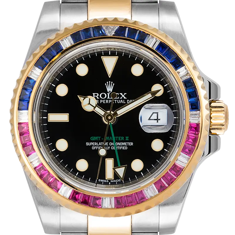 Rolex GMT-Master II Steel & Yellow Gold with custom Pepsi bezel 116713LN