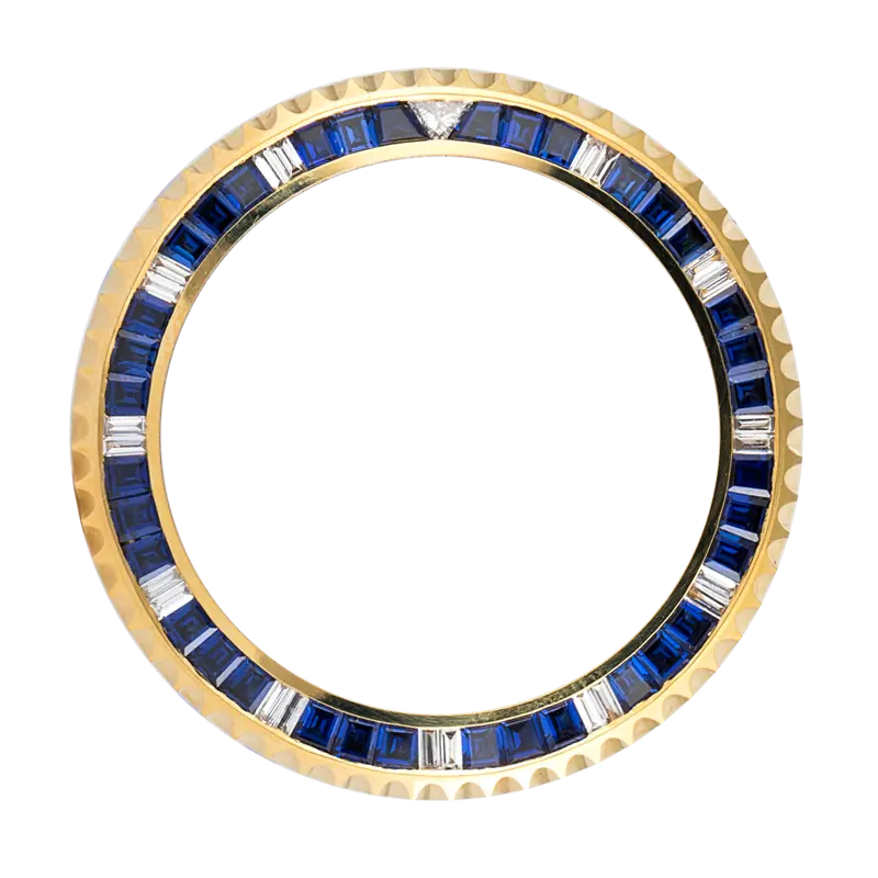 Rolex GMT-Master II Yellow Gold Custom Blue Sapphire Bezel