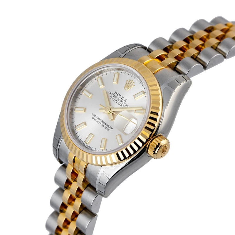 Side view - Rolex Lady DateJust 26mm Steel & Yellow Gold Silver Dial 179173